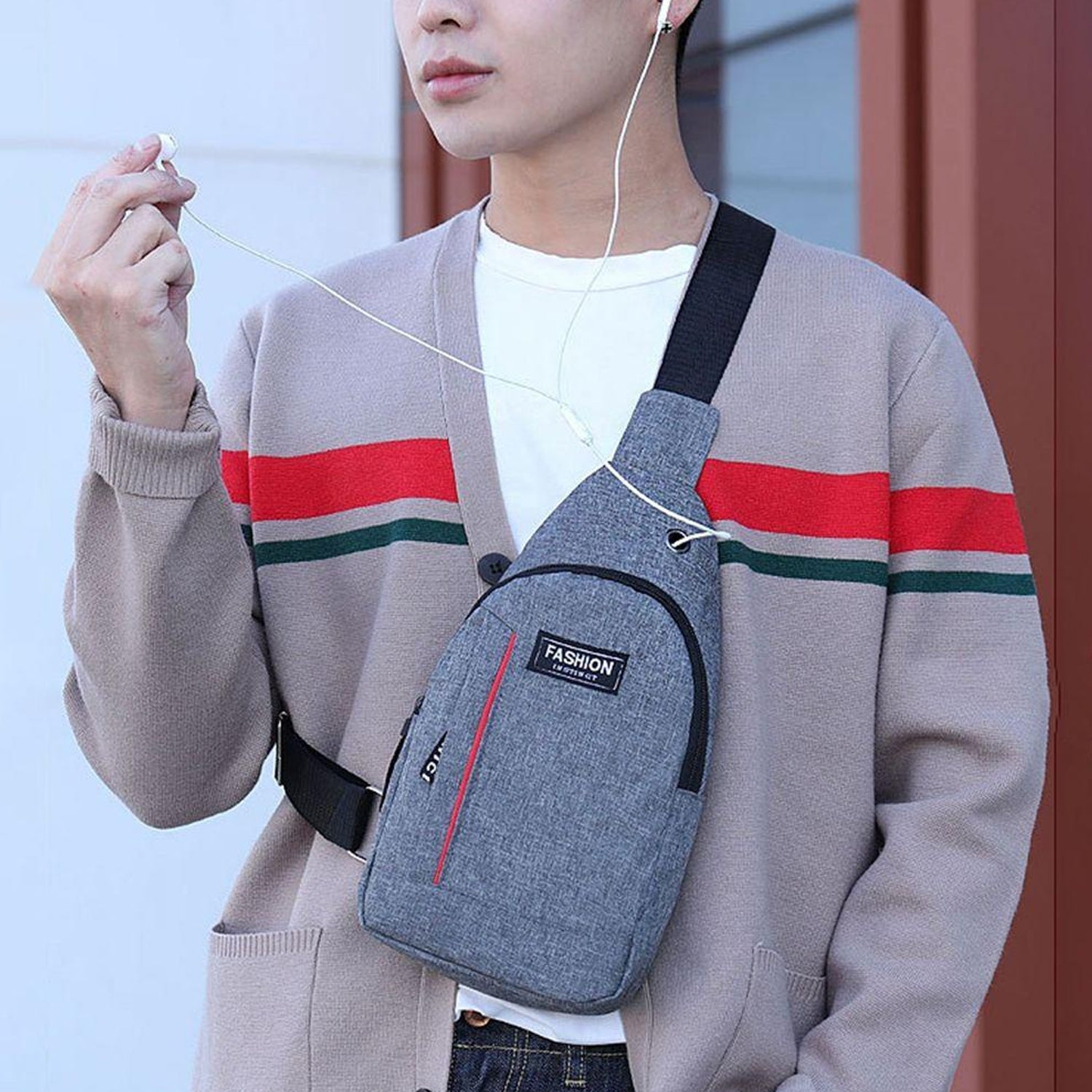 0323 grey Waterproof Anti Theft Crossbody fanny pack waist bag PU Leather Shoulder Bags Chest Men Casual fashion USB Charging earphone hook Sling Travel Messengers Bag DeoDap 0323 grey Waterproof Anti Theft Crossbody fanny pack waist bag PU Leather Shoulder Bags Chest Men Casual fashion USB Charging earphone hook Sling Travel Messengers Bag DeoDap